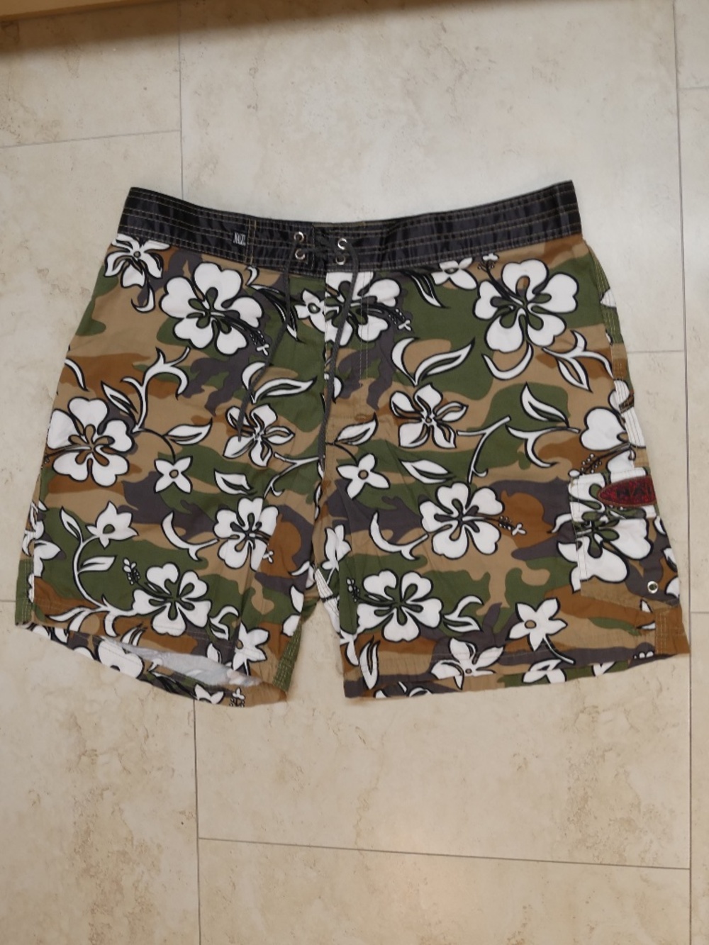 NALU Mens Cam-Floral Swim-Trunks~